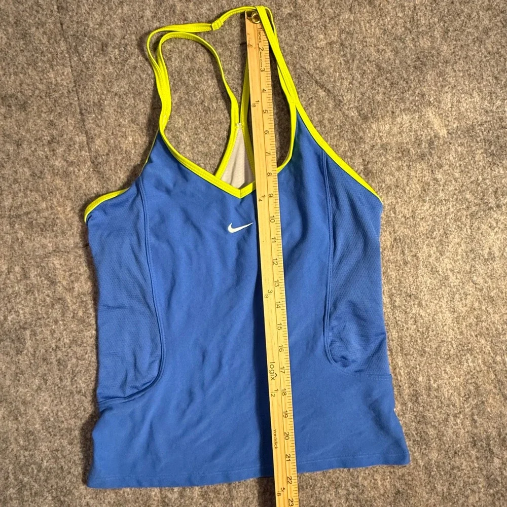 Nike Girls Blue Tank Top with Neon Yellow Trim
